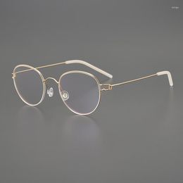 Sunglasses Frames Handmade Ultralight Retro Oval Optical Glasses Frame For Men Women Vintage Titanium Round Eyeglasses Denmark Screwless