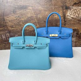 High Genuine Leather Bk Platinum Handbag Definition Non-standard Handmade Sewn with Wax Thread Bk25/30 Method Sheepskin