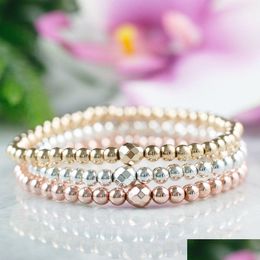 Beaded Mg0943 New Design Dainty Hematite Bracelet Gold Color Beadd Stacking Bracelets Stretch Emf Protection Drop Delivery Je Dhgarden Dhjow