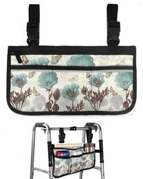 Storage Bags Vintage Tulip Flower Butterfly Wheelchair Bag With Pockets Armrest Side Electric Scooter Walking Frame Pouch