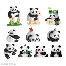 Blocks Panda Micro Building Blocks Model Cute Animal Figure Of Three Assembly Games Toys For Kid Gifts In R230911