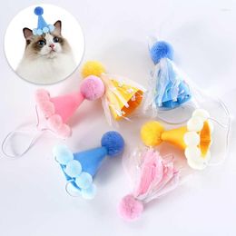Dog Apparel INS Cute Tassel Happy Birthday Hat With Ball Decorative Felt Puppy Kitten Headband For Cats Party Costume Accessories