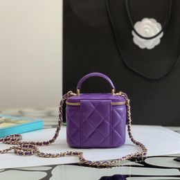 10A Mirror quality Sheepskin Luxury Designer Mini Vanity Case Women Cosmetic Bags Chain Handbag With Box C1062415