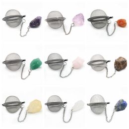 Infusers for Loose Tea Mesh Strainer with Extended Chain Key Rings Hook Stainless Steel Charm Energy Drip Trays Crystal Shaker Bal182v