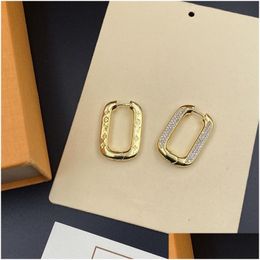 Stud With Box New Fashion Hoop Earrings Womens Big Circle Simple Earring For Woman Girls Quality Studs Flower Letter Design Jewellery Dr Dhpry