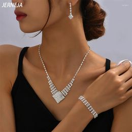 Necklace Earrings Set Bright White Diamond Zircon Drop Bride Wedding Jewelry Ladies'