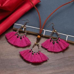 Necklace Earrings Set Fashion Water Drop Geometric Tassel Jewelry Boho Vintage For Women Girls Multicolor Statement