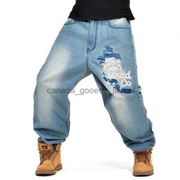 Men's Jeans Men's Jeans Men Street Dance Hiphop Fashion Embroidery Blue Loose Board Denim Pants Overall Male Rap Hip Hop Plus Size 46290BL230911