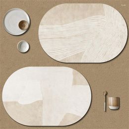 Table Mats Dining Mat Oval Wash-free Household Waterproof Oil-proof Tools Modern Simple Kitchen Accessories Leather