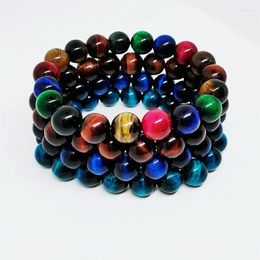 Strand Tiger Eye 6mm-8mm Buddha Bracelet Men's Women's Natural Stone Ball Elastic Rope Three-color Direct Sales