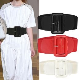 Fashion Waist Corset for Women Belt Big Buckle Leather Belt Wide Elastic Cummerbunds Slim Decorative Waistband Casual Adjustable