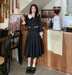 Two Piece Dress UNXX 2023 Plus Size Fat Women Autumn Outfit Black Suit Jacket A-Line Pencil Skirt Set Office Lady Girl Top