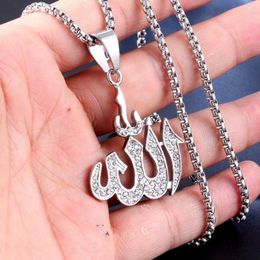 Pendant Necklaces Islam Muslim Rune Shape Necklace Women's Fashion Crystal Inlaid Amulet Accessories Party Jewelry