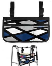 Storage Bags Navy Blue Black Grey Geometric Square Wheelchair Bag With Pockets Armrest Side Electric Scooter Walking Frame Pouch