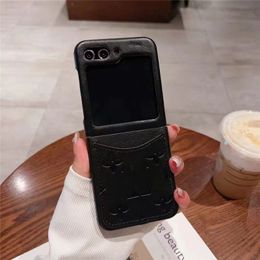 For Samsung Z Flip 5 Luxury Leather Desiger Fashion lPhone Cases Cover for Samsung Z Flip 4 Z Flip3 5G Card Pocket Holder Back Shell Case Fundas