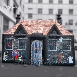 Scary Halloween Inflatable Haunted House 6m Yard Playhouse Air Blow Up Ghost Pub Bar Tent For Hallowmas Party Event