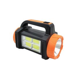 Camping Hand Torch Light with Solar Charger and USB Operated, Waterproof outdoor search light with phone charger, Red or Orange