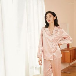 Women's Sleepwear Victorian Style Pajamas Ice Silk Ins Spring And Autumn Thin Long-sleeved Trousers Love Two-piece Household Clothes