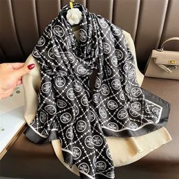 10% OFF Diamond plaid silk satin surface chiffon thin soft high-end black white simple and versatile scarf for women