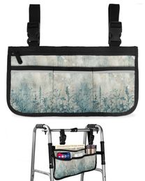 Storage Bags Abstract Art Plants Wheelchair Bag With Pockets Reflective Strips Armrest Side Electric Scooter Walking Frame Pouch