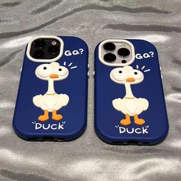 Designer Cartoon Three-dimensional Duck Silicone iPhone 15 14 13 12 11 Pro max 14plus 7 8 plus X XR XS xsmax hardshell leather case