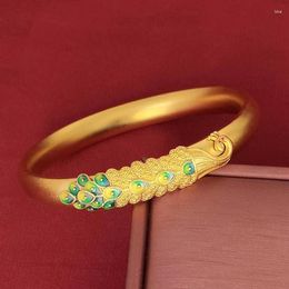 Bangle Ancient Method Burnt Blue Imitation Gold Peacock Bracelet Female Copper Plated Hard Jewelry Solid Color