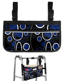 Storage Bags Blue Black Geometric Abstract Lines Wheelchair Bag With Pockets Armrest Side Electric Scooter Walking Frame Pouch