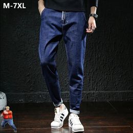 Men's Jeans Oversized Men Pencil Black Pants Plus Size 6XL 7XL Blue Denim Trousers Mens Fashion Regular Fit Stretch Big Large269t