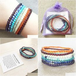 Beaded Mg0096 Wholesale 7 Chakra Yoga Mala Beads Bracelet New Design Womens Natural Stone Energy Jewellery 4 Mm Mini Gemstone Dhgarden Dhkcw