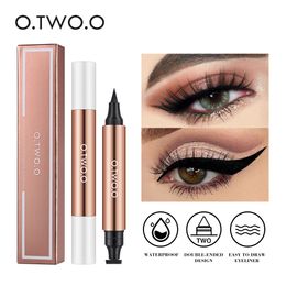 Eye ShadowLiner Combination OTWOO Eyeliner Stamp Black Liquid Pen Waterproof Fast Dry Doubleended Liner Pencil Makeup for Women Cosmetics 230911