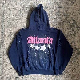 Men's Hoodies Sweatshirts Blue Sp5der 555555 Atlanta Pullover Men Women Young Thug Spider Web Star Letter Hoodiesfw23