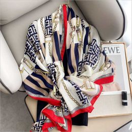 12% OFF scarf New INS Fashion Chain Cotton Linen Scarf for Women's Spring Autumn Sunscreen Warm Neck and Shawl Dual Use
