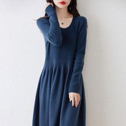 Casual Dresses Winter Cashmere For Women Wool Knitted Clothing 2023 Arrival Long Style 5Colors Female Jumpers