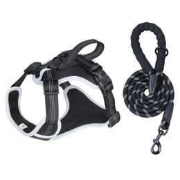 Dog Collars Leashes Night Easy Control Walking Reflective Adjustable Vest Training Handle D-Ring Outdoor Dog Harness No Pull With Leash Accessories 230911
