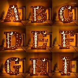 Decorative Figurines Custom Name Night Light LED Personalized Wooden Engraved Wall Lights USB Letter Table Lamp Christmas Gifts