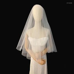 Bridal Veils Short White Double Layer Simple Style Wedding Po Selfie Veil Section Of The Bride Double-layer Minimalist