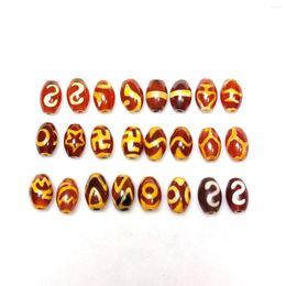 Loose Gemstones 2Pcs/Lot 8 12mm Agate Beads Yellow/Red Chalcedony Ruyi Money Hook Lotus Various Dzi Jewellery DIY