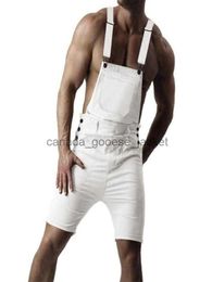 Men's Jeans Mens Denim Bib Overall Shorts Summer Stretch Jeans Jumpsuit Dungaree Fashion Male Short Pants1123416L230911