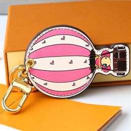 Designers keychains leather cartoon air balloon fashion casual style key chain temperament versatile hanging bag