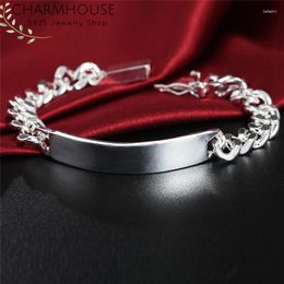 Link Bracelets Pure 925 Silver For Men 10mm ID Chain Bangle Bracelet Wristband Pulseira Femme Wedding Bridal Fashion Jewellery
