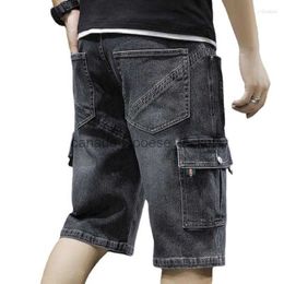 Men's Jeans Men's Jeans Men Fashion Baggy Cargo Jean Shorts Mens Mult Pockets Boardshorts Denim Overall Breeches Loose ForL230911