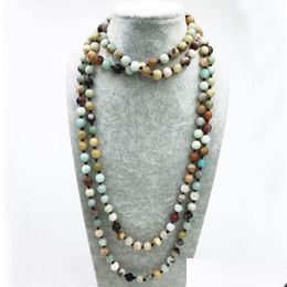 Beaded Necklaces St0317 Test Handmade Long Necklace 72 Inches Knotted Amazonite Stone Jewellery Drop Delivery Pendants Dhgarden Dht6D