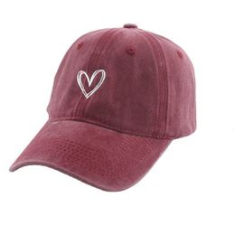 Ball Caps Fashion Outdoor Sport Baseball For Men Women Love Heart Embroidery Cap Washed Cotton Dad Hat 230909