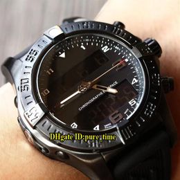 New Aerospace Professional Exospace B55 VB5510H1 BE45 Electronic & Analogue LCD Digital Display Mens Watch PVD Black Steel Rubber St2856