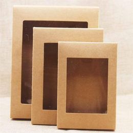 20pcs DIY Paper Box with Window White black kraft Paper Gift Box Cake Packaging for Wedding Home Party Muffin Packaging2688