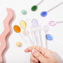 Coffee Scoops Household Spoon Long HandleJuice Adding Glass Heart Colorful Stirring Rod