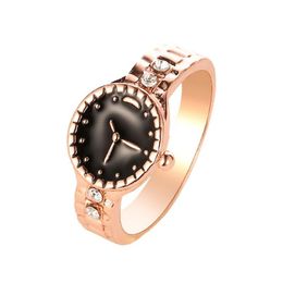 Band Rings Creative Watch Shaped Clock Finger Fashion Alloy Knuckles Ring Delicate Party Jewellery For Women Gift Drop Delivery Dhc0F