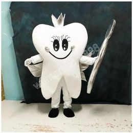 Mascot Costume White Tooth Mascot Costumes Halloween Christmas Event Role-playing Costumes Role Play Dress Fur Set Costume