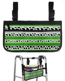Storage Bags Mexico Stripes Cow Pattern Animal Skin Texture Green Wheelchair Bag Armrest Side Electric Scooter Pouch