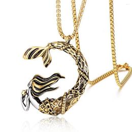 Pendant Necklaces Stainless Steel Fashion Women Trend Gold Mermaid Necklace Ocean Myth Fish Jewellery Gift For Him